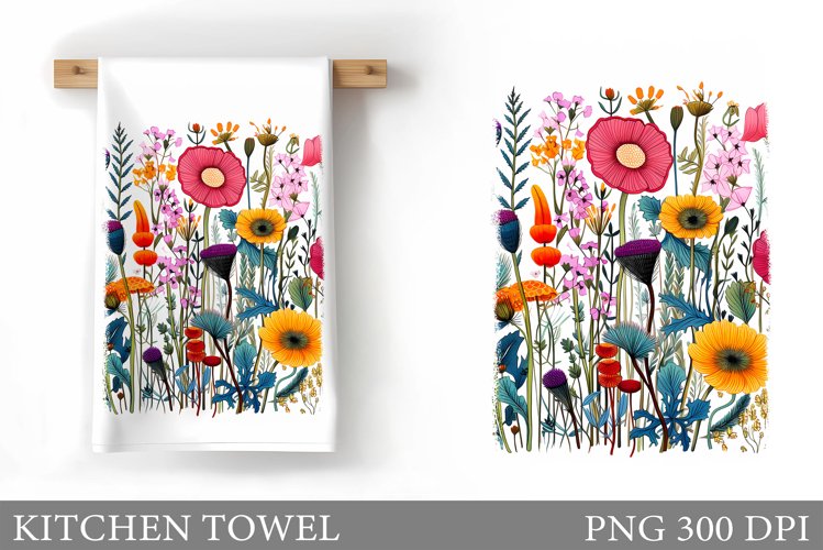 Wildflowers Kitchen Towel. Flowers Kitchen Towel