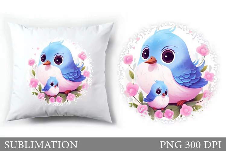 Cute Birds Sublimation. Cute Birds Mother's Day Pillow