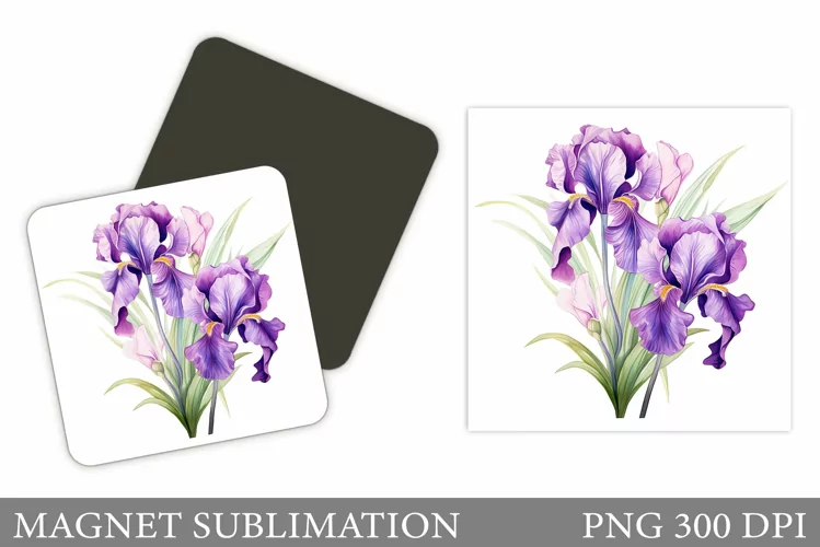 Irises Magnet Design. Flowers Magnet Sublimation