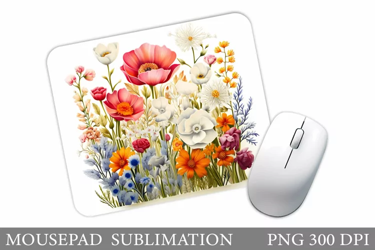 3D Wildflowers Mouse Pad. Flowers Mouse Pad Sublimation