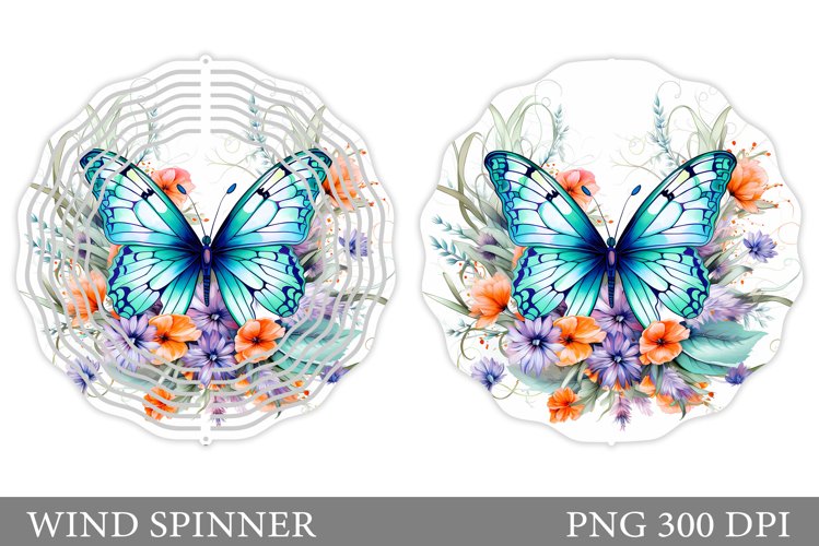 Butterfly Wind Spinner. Flowers Wind Spinner Sublimation example image 1