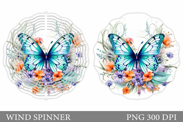 Butterfly Wind Spinner. Flowers Wind Spinner Sublimation