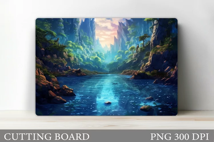 3D Mountains Cutting Board. 3D River Cutting Board Design
