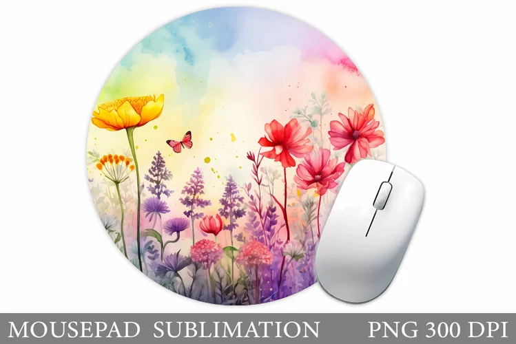 Flowers Mouse Pad Sublimation. Wildflowers Mouse Pad Design