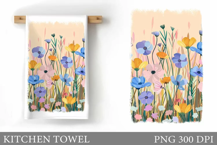 Flowers Kitchen Towel. Floral Kitchen Towel Sublimation