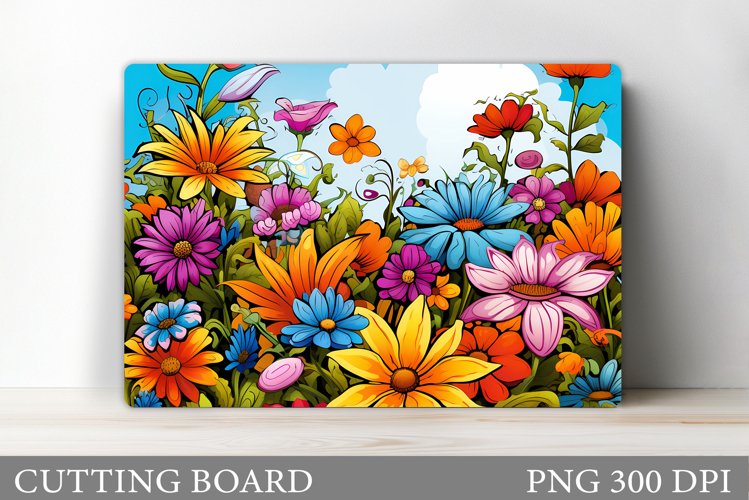 Flowers Cutting Board Sublimation. Wildflowers Cutting Board example image 1