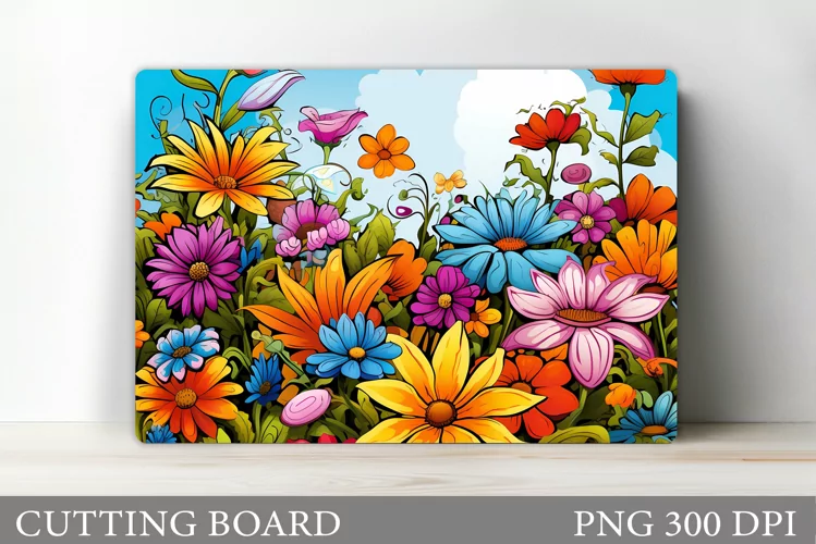Flowers Cutting Board Sublimation. Wildflowers Cutting Board