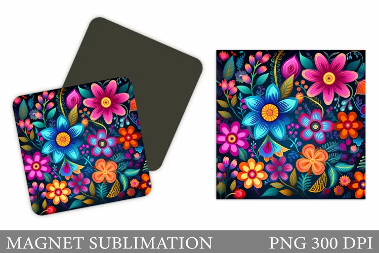 Flowers Magnet Sublimation. Flowers Square Magnet Design