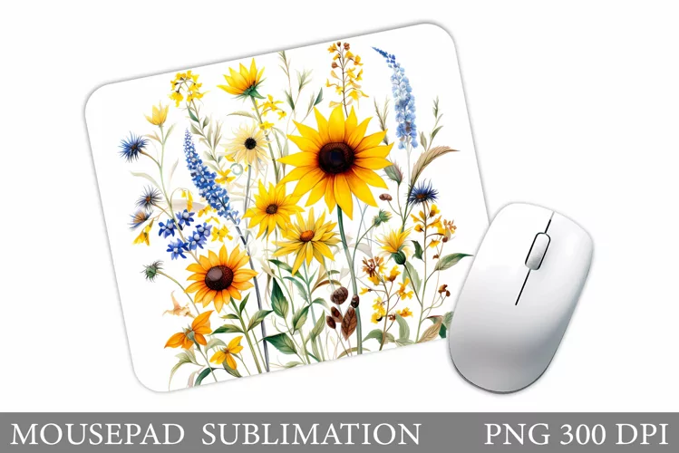 Wildflowers Mouse Pad. Flowers Mouse Pad Sublimation