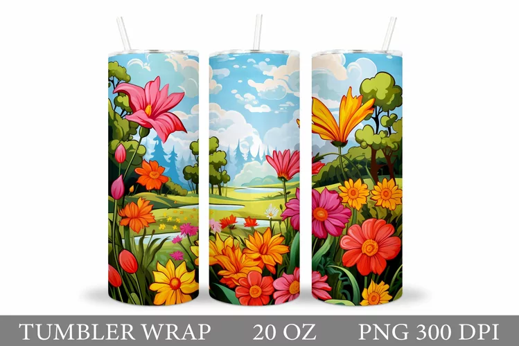 Flowers Tumbler Design. Flowers Tumbler Sublimation
