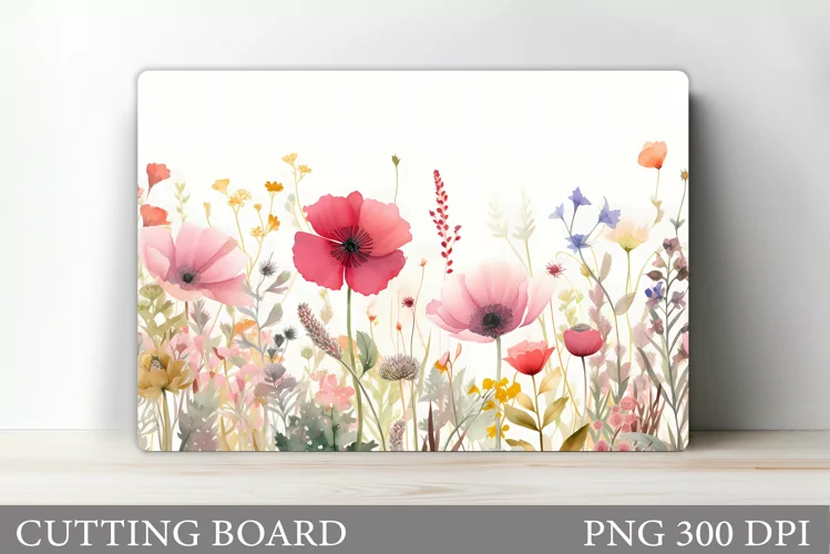 Wildflowers Cutting Board. Flowers Cutting Board Template