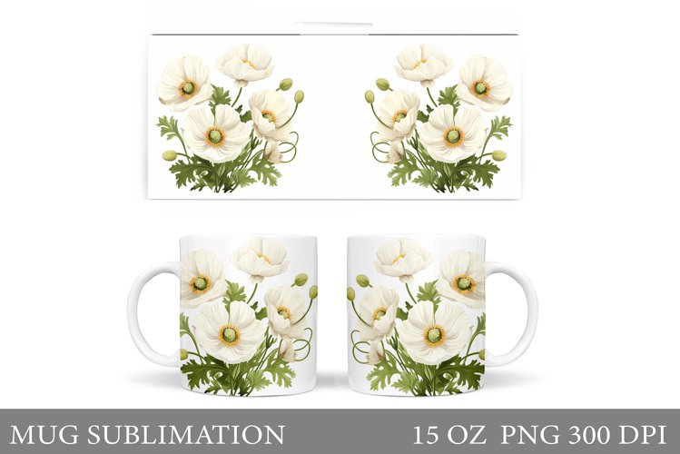 Wildflowers Mug Sublimation. Flowers Mug Wrap Design example image 1