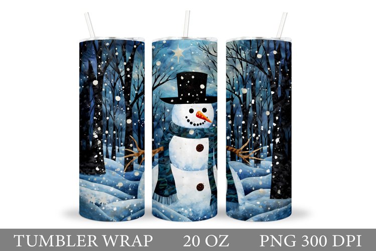 Snowman Tumbler Design. Winter Tumbler Sublimation