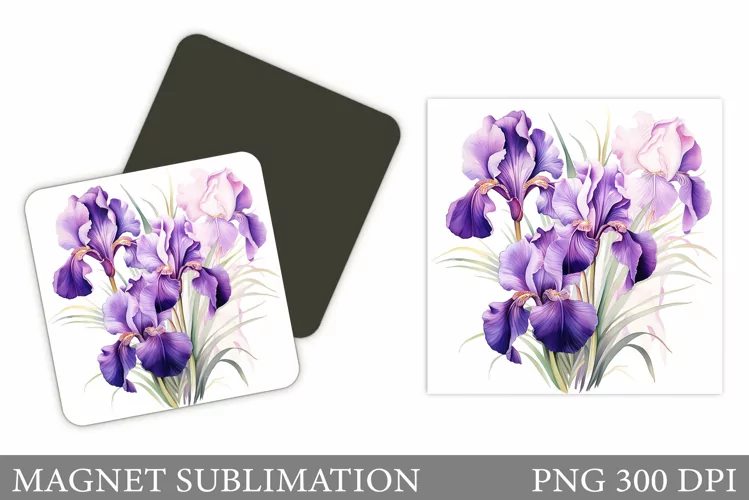 Irises Flowers Magnet Design. Flowers Magnet Sublimation