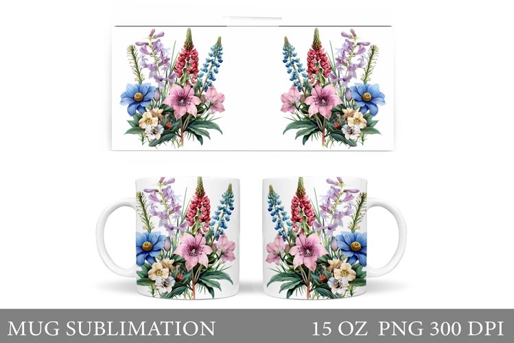Flowers Mug Sublimation. Wildflowers Mug Design example image 1