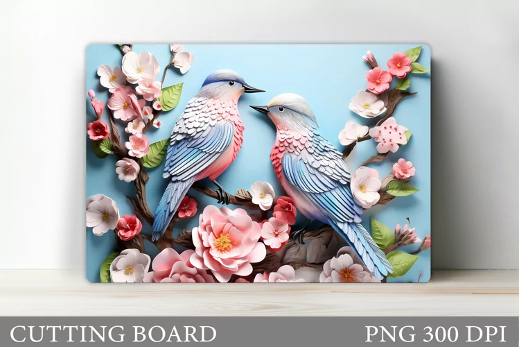 Birds Cutting Board Sublimation. Birds Kitchen Cutting Board