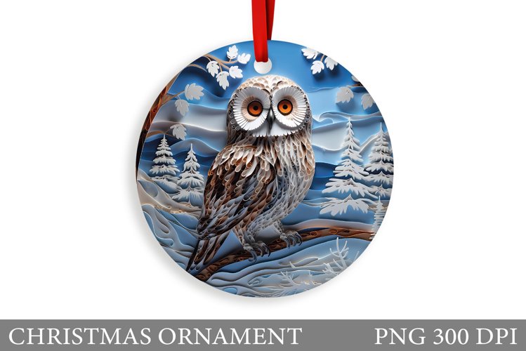 Owl Christmas Ornament. Winter Owl Ornament Sublimation