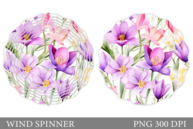 Flowers Wind Spinner Sublimation. Flowers Spinner Design example image 1