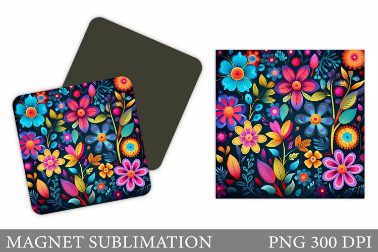 Flowers Square Magnet. Flowers Magnet Sublimation