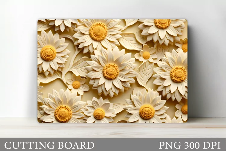 3D Flowers Cutting Board. Kitchen Cutting Board Sublimation