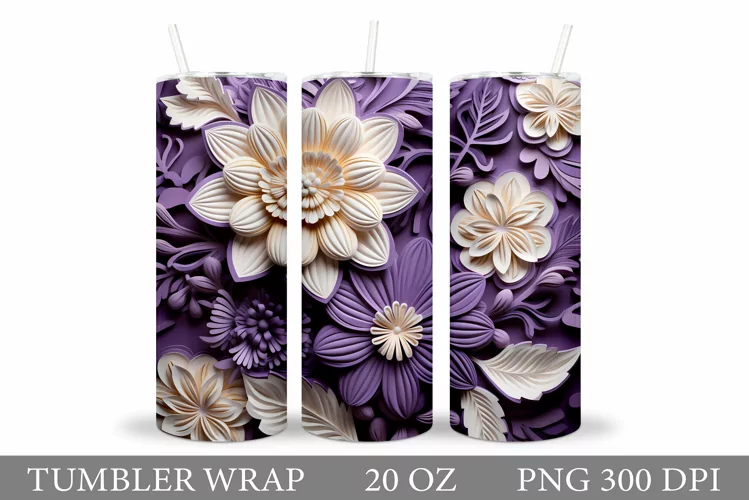 Flowers Tumbler Wrap Design. Floral Tumbler Sublimation