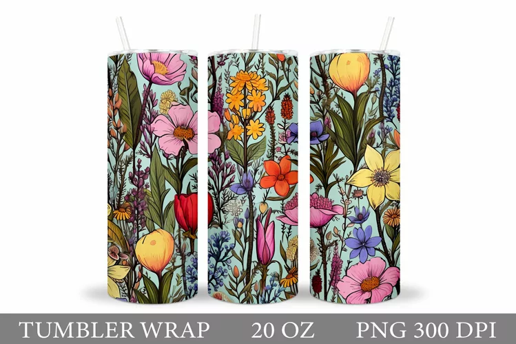 Flowers Tumbler Design. Wildflowers Tumbler Sublimation