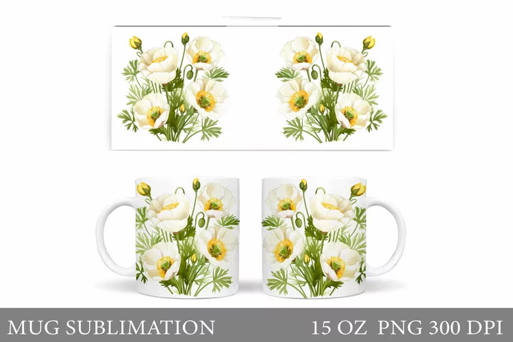 Flowers Mug Sublimation. Wildflowers Mug Design