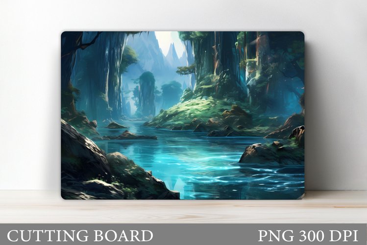 3D River Cutting Board Design. 3D Mountains Cutting Board example image 1