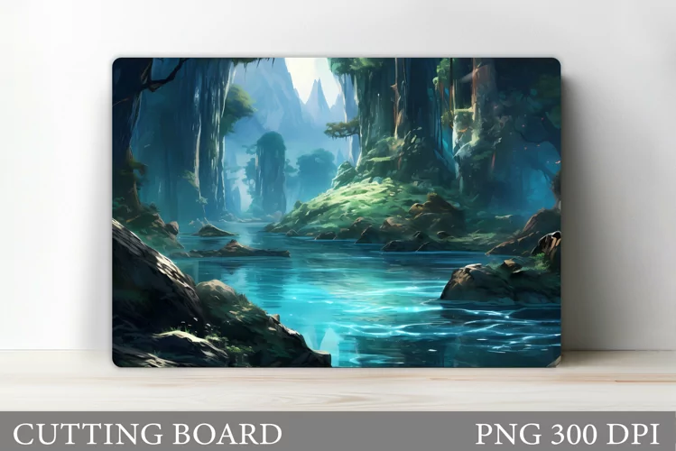 3D River Cutting Board Design. 3D Mountains Cutting Board