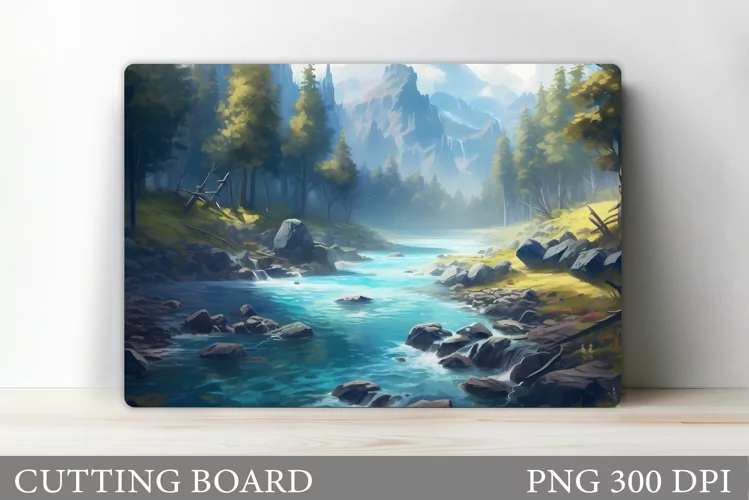3D River Cutting Board. 3D Mountains Kitchen Cutting Board