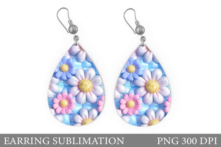 Flowers Teardrop Earring. Daisy Flowers Earring Design