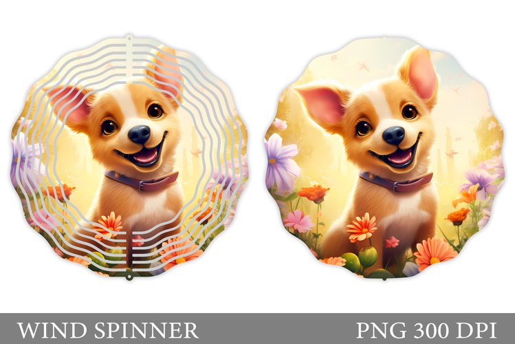 Cute Dog Wind Spinner Sublimation. Dog Wind Spinner Design example image 1