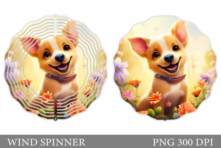 Cute Dog Wind Spinner Sublimation. Dog Wind Spinner Design
