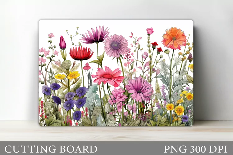 Wildflowers Cutting Board. Flowers Cutting Board Sublimation