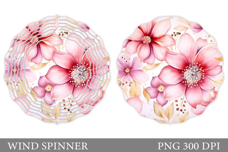 Flowers Wind Spinner Design. Floral Wind Spinner Sublimation example image 1