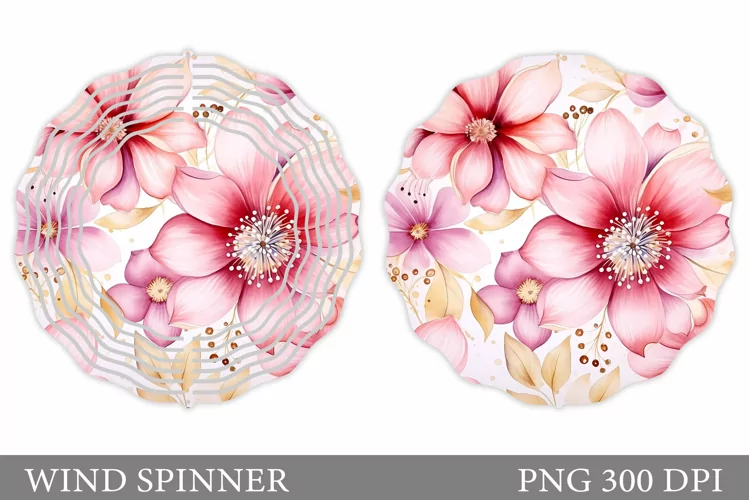 Flowers Wind Spinner Design. Floral Wind Spinner Sublimation