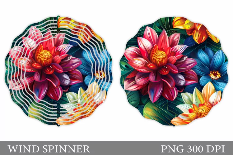 Flowers Wind Spinner Design. Wind Spinner Sublimation