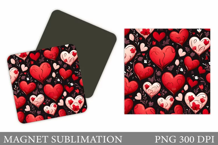 Hearts Magnet Sublimation. Hearts Valentine Magnet Design