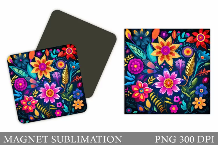 Flowers Magnet Sublimation. Flowers Square Magnet Design