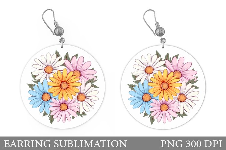 Flowers Round Earring. Daisy Flowers Earring Design
