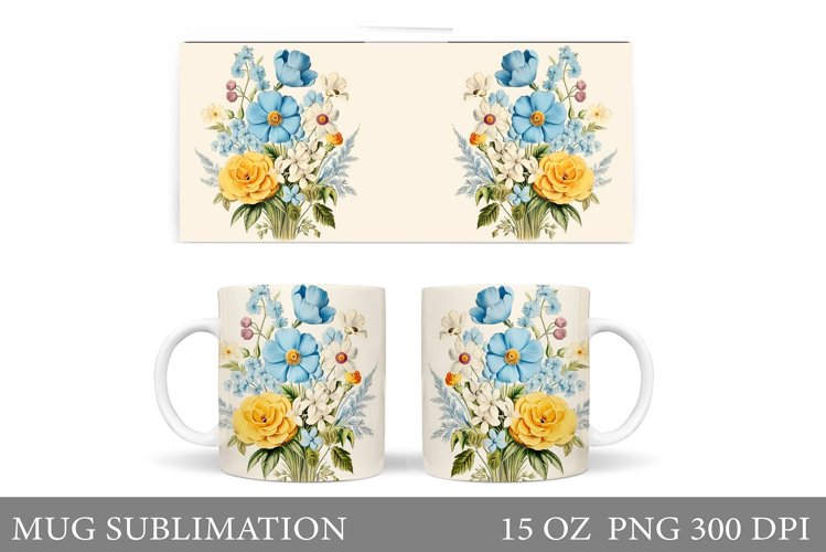 Flowers Mug Sublimation. Flowers Mug Wrap Design