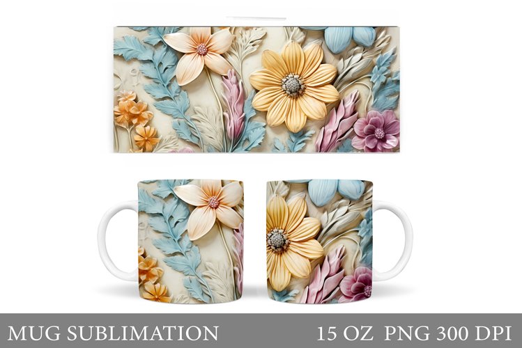 Flowers Mug Sublimation. 3D Flowers Mug Sublimation