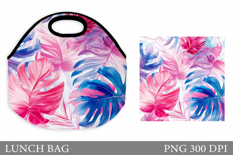 Tropical Leaves Lunch Bag. Leaves Lunch Bag Sublimation