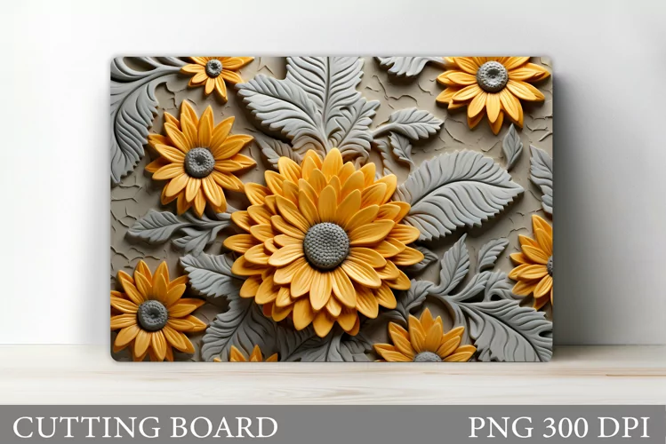 3D Flowers Cutting Board. Kitchen Cutting Board Sublimation