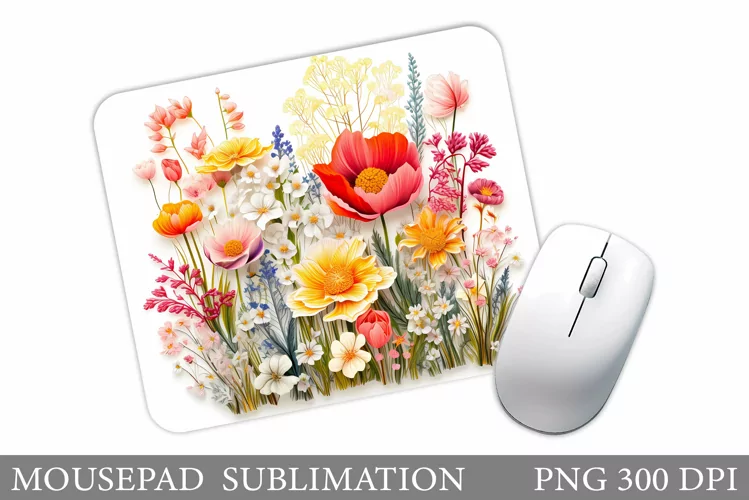 3D Wildflowers Mouse Pad. Flowers Mouse Pad Design