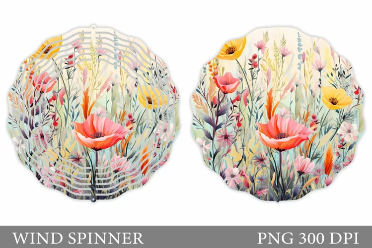 Wildflowers Wind Spinner Design. Floral Wind Spinner