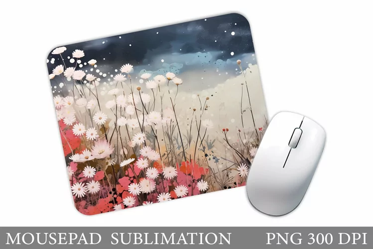 Flowers Mouse Pad Sublimation. Wildflowers Mouse Pad Design