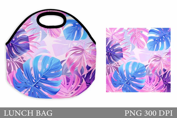 Tropical Leaves Lunch Bag. Tropical Lunch Bag Sublimation