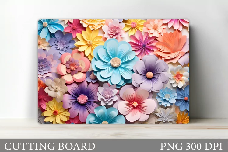 3D Flowers Cutting Board. Kitchen Cutting Board Sublimation