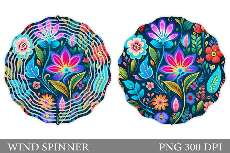 Neon Flowers Wind Spinner. Colorful Flowers Wind Spinner example image 1